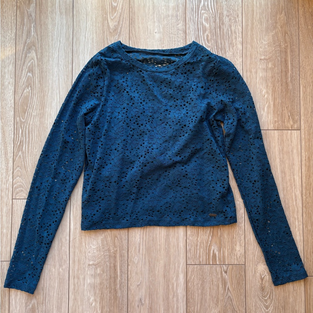 Hollister Navy Lace Long Sleeve Top